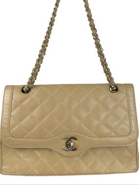 CHANEL Paris Limited Double Flap Lambskin Shoulder Bag